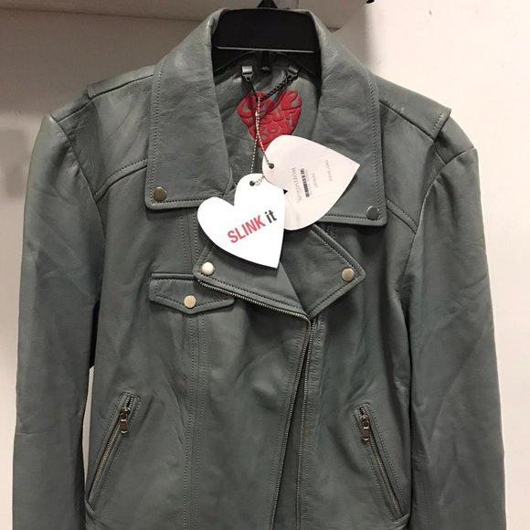 SLINK Jackets & Blazers - NWT LAMB LEATHER SLINK Crop Jacket Size 2 AUTHENTIC GENUINE MOTORCYCLE MOTO zip